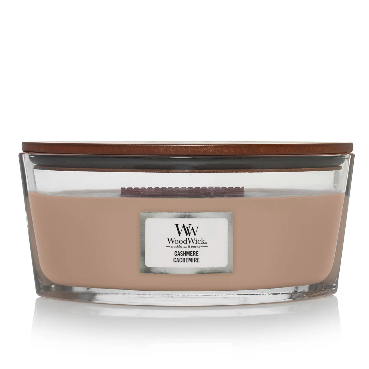 Woodwick Ellipse Cashmere - Ароматична свічка з ароматом айви, ірису та сандалу Woodwick Ellipse Cashmere - Ароматична свічка з ароматом айви, ірису та сандалу